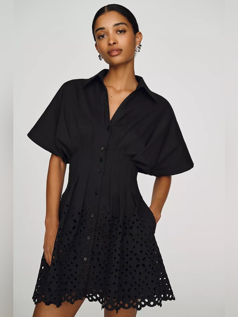 NWT Tobie Eyelet Mini Shirt Dress by Exquise